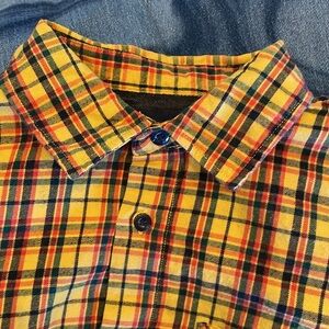 Scotch & Soda yellow plaid flannel with red & blue stripes & nice details Medium